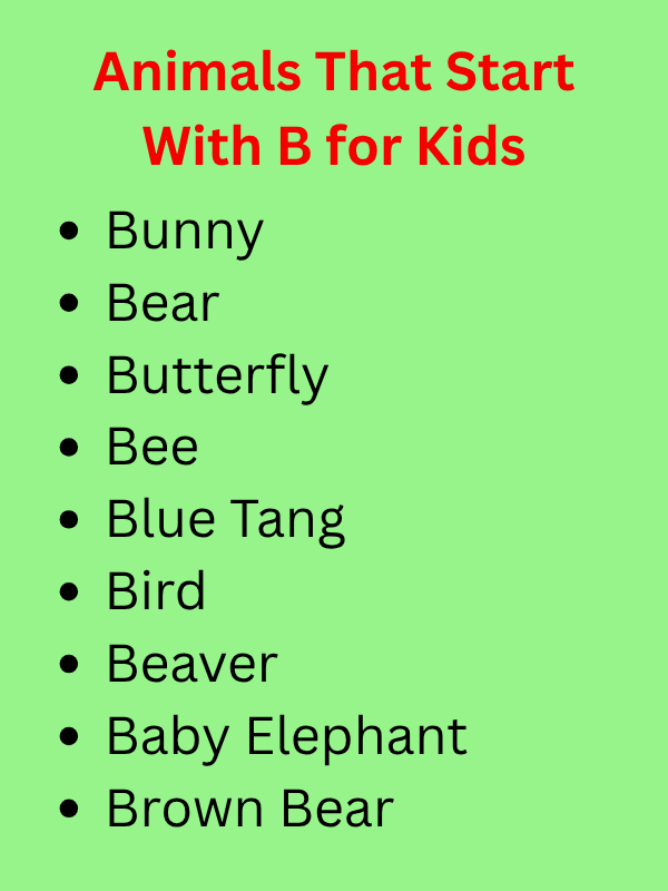 Animals That Start With B
