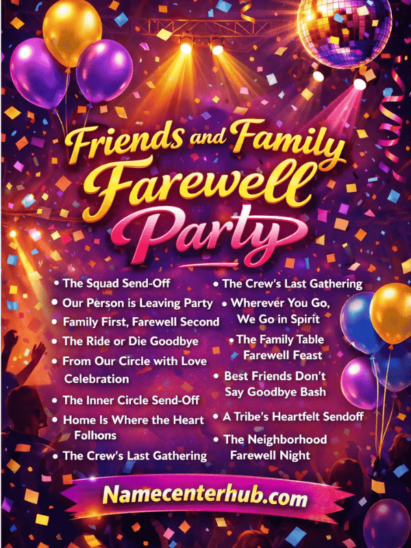 Friends and Family Farewell Party Names