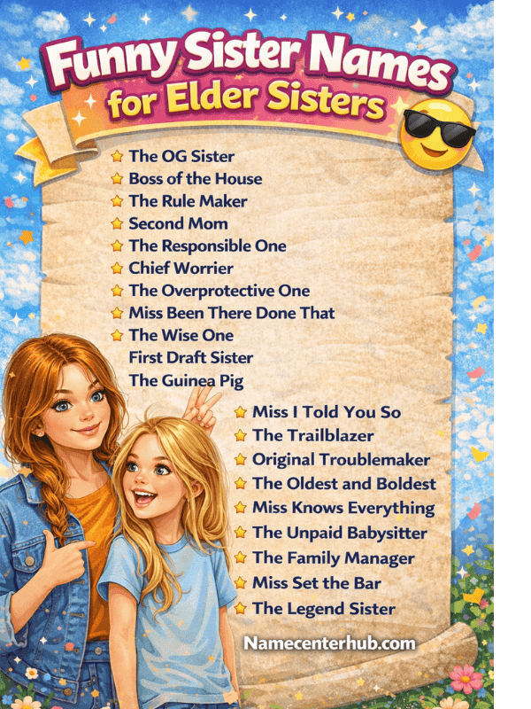 Funny Sister Names for Elder Sisters
