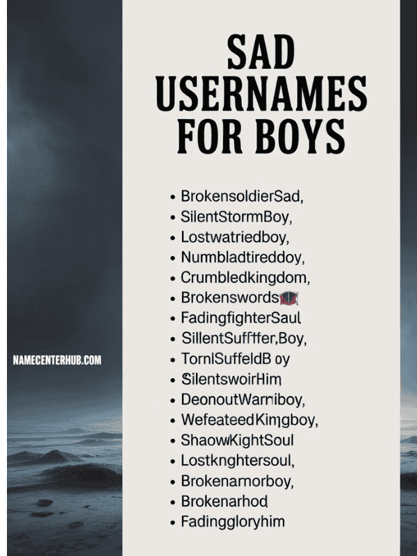 Sad Usernames for Boys