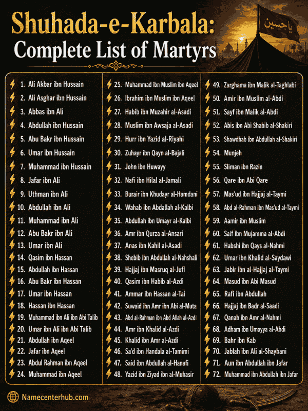 Shuhada-e-Karbala Complete List of Martyrs