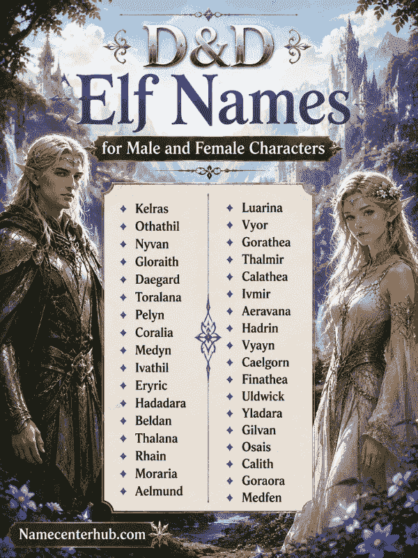 D&D Elf Names for Male and Female Characters