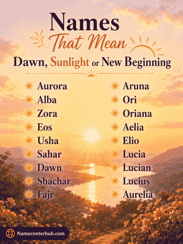 Names That Mean Dawn, Sunlight or New Beginning