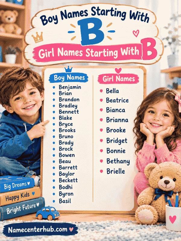 Boy Names Starting With B Girl Names Starting With B